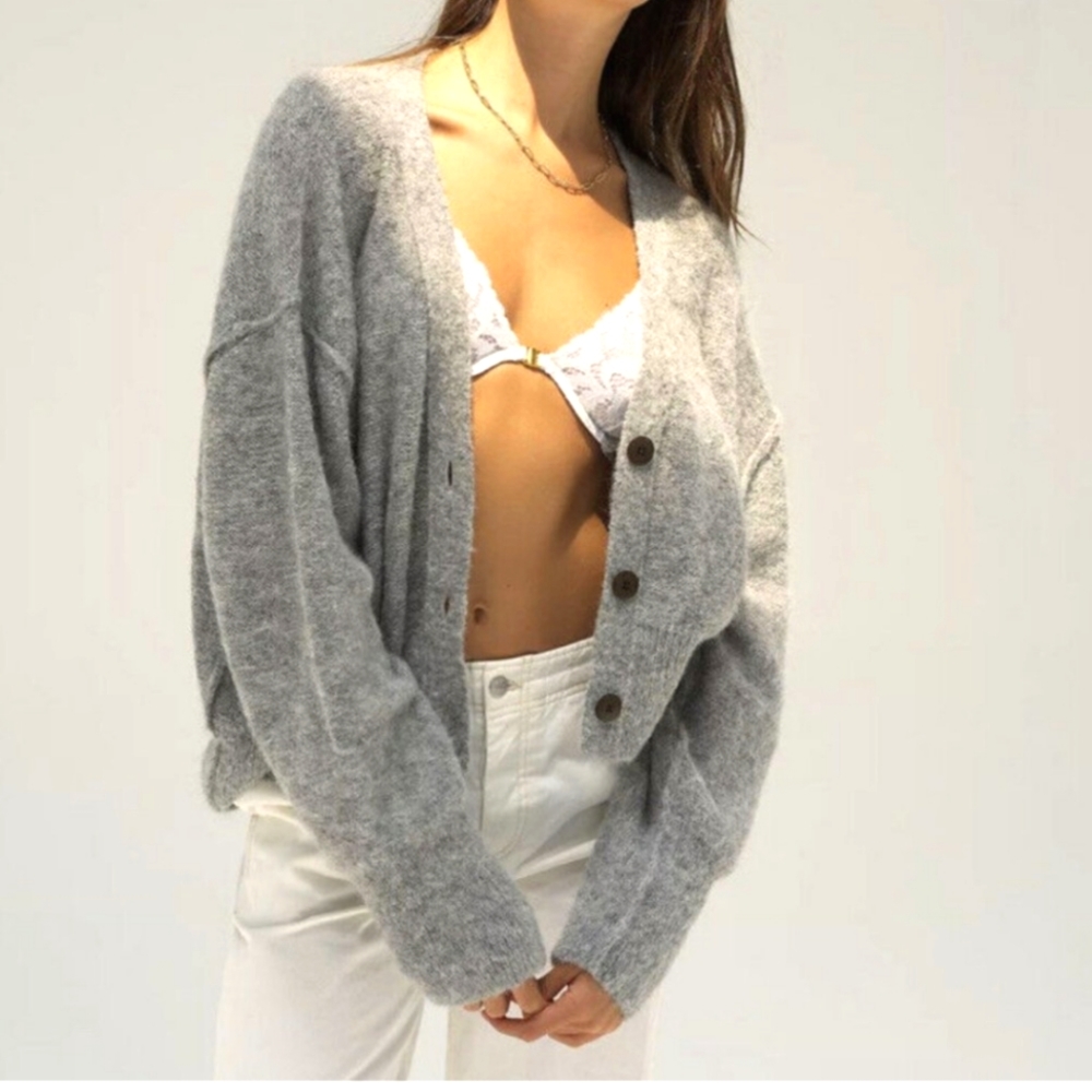 Free People Eclair Oversized Alpaca Cardigan in Powder Blue
